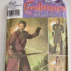 Simplicity 4942 LORD OF THE RINGS Costume Pattern Men XS - XL HALLOWEEN Uncut FF